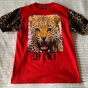 Dfynt Men's Tiger Leopard Graphic T-Shirt